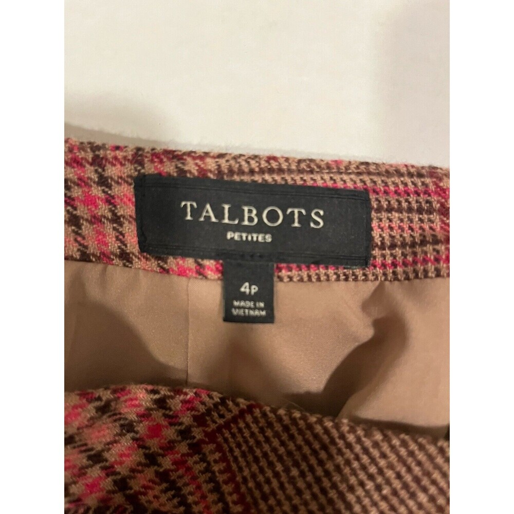 Womens Talbots Mini Pencil Skirt SZ 4 Petite Pink Plaid Wool Blend Academia Work - Picture 8 of 9